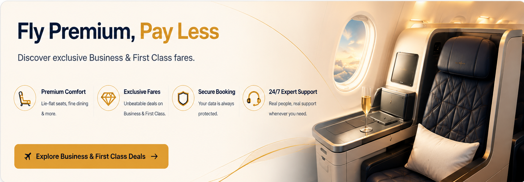 Fly Premium, Pay Less — Business and First Class deals